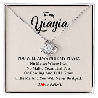Love Knot Necklace | Personalized Yiayia Necklace From Grandkids Granddaughter Grandson You Will Always Be My Yiayia Birthday Mothers Day Christmas Customized Gift Box Message Card | siriusteestore