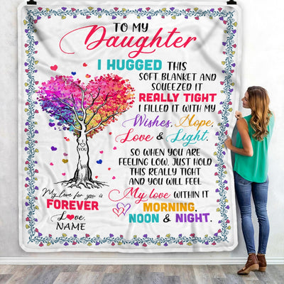 Personalized to My Daughter Blanket from Mom Dad I Hugged This Soft Blanket Daughter Birthday Thanksgiving Christmas Customized Fleece Blanket | siriusteestore