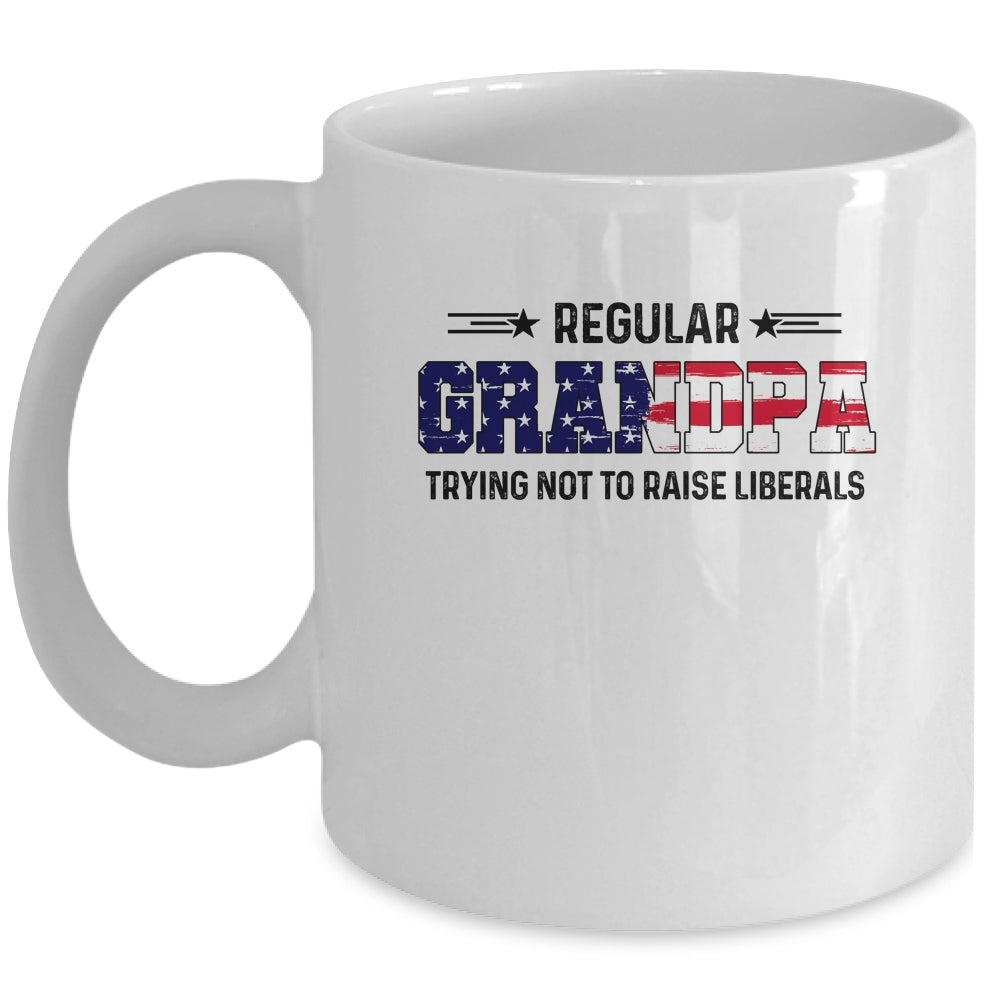 Regular Grandpa Trying Not To Raise Liberal American USA Flag Mug | siriusteestore