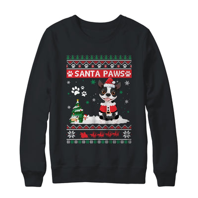 Santa Paws Boston Terrier Merry Christmas Dog Funny Xmas Shirt & Sweatshirt | siriusteestore