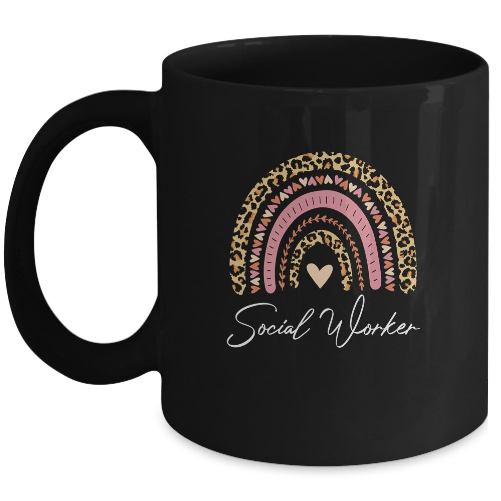 Social Worker Leopard Rainbow Women Girls Mug | siriusteestore
