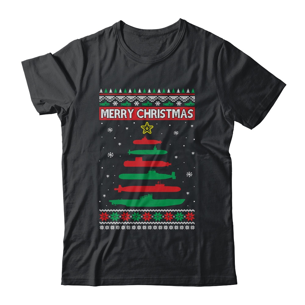 Submarine Military Tree Funny Christmas Ugly Xmas Shirt & Sweatshirt | siriusteestore