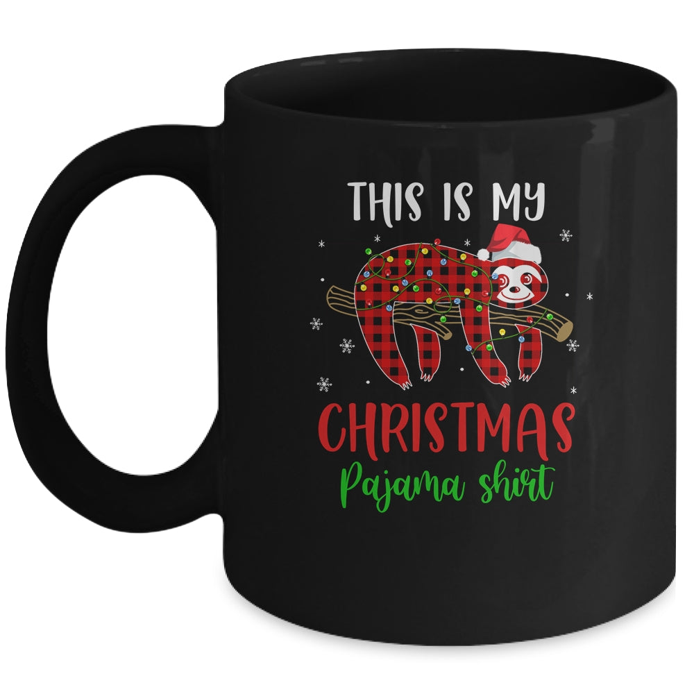 This Is My Christmas Pajama Shirt Sloth Red Plaid Mug | siriusteestore