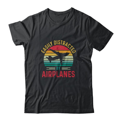 Vintage Easily Distracted By Airplanes Funny Pilot Flying Shirt & Hoodie | Siriustee.com