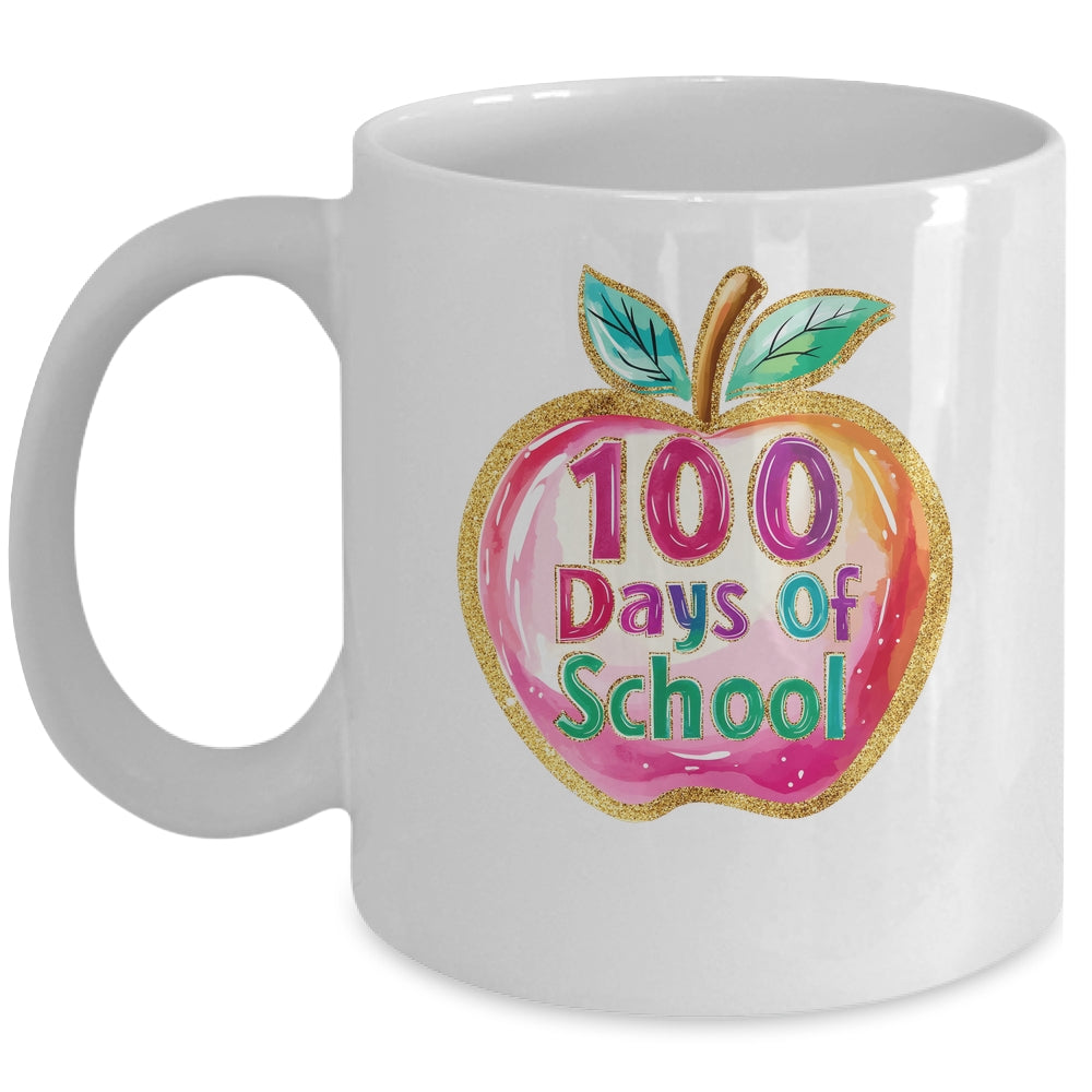 100 Day Of School Brushstroke Cute Teacher Life Mug | siriusteestore