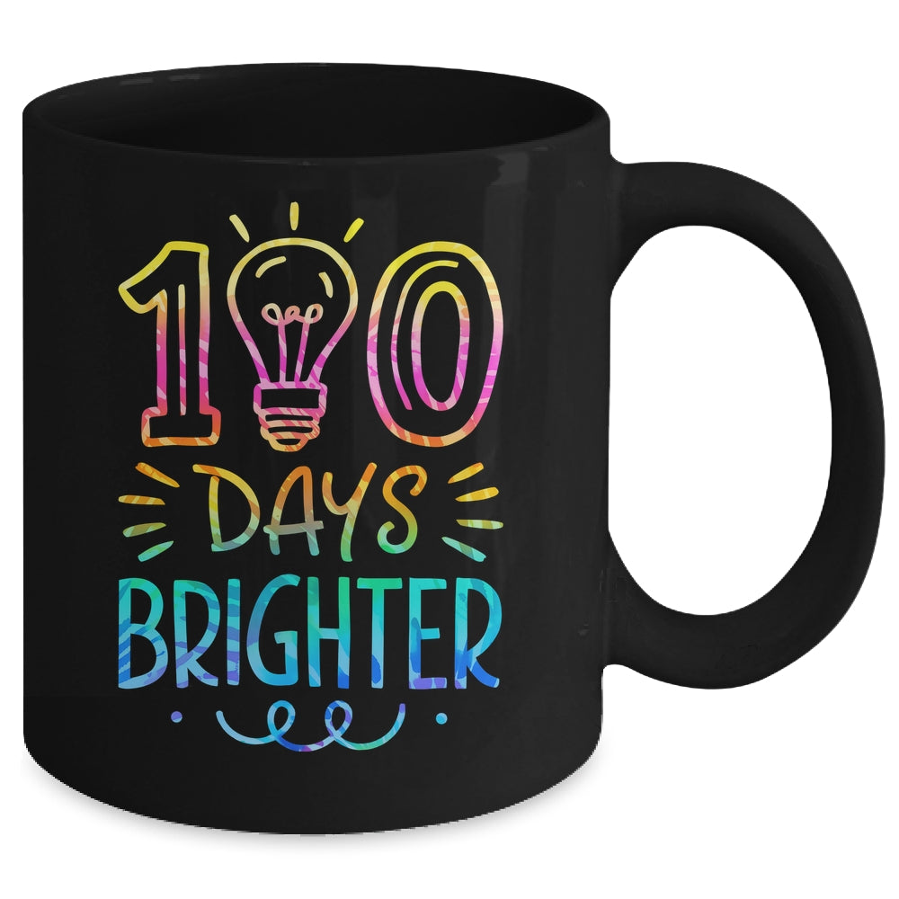 100 Days Brighter Student Happy 100th Day Of School Tie Dye Mug | siriusteestore