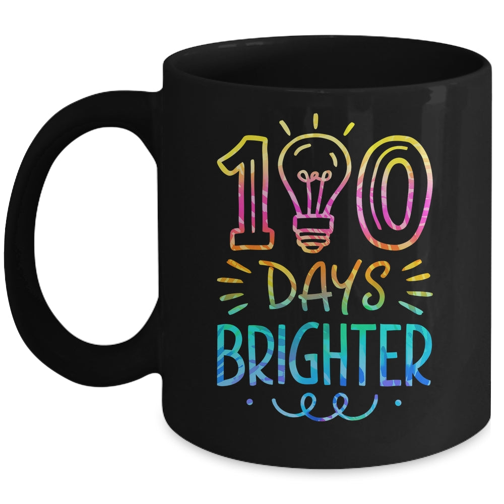 100 Days Brighter Student Happy 100th Day Of School Tie Dye Mug | siriusteestore
