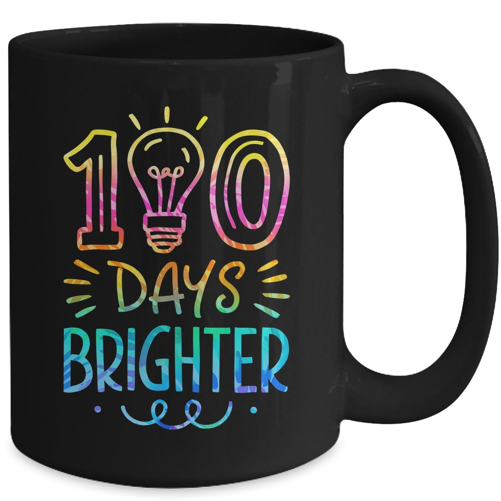 100 Days Brighter Student Happy 100th Day Of School Tie Dye Mug | siriusteestore