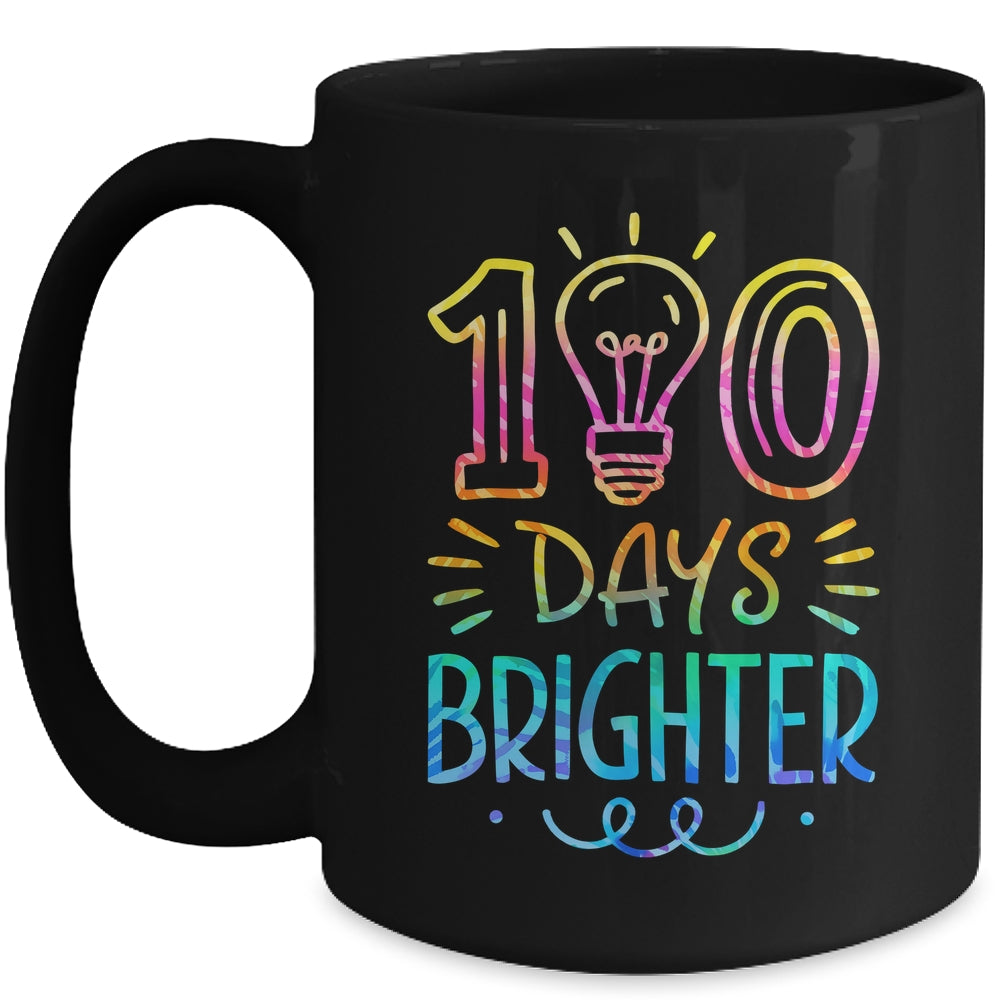 100 Days Brighter Student Happy 100th Day Of School Tie Dye Mug | siriusteestore