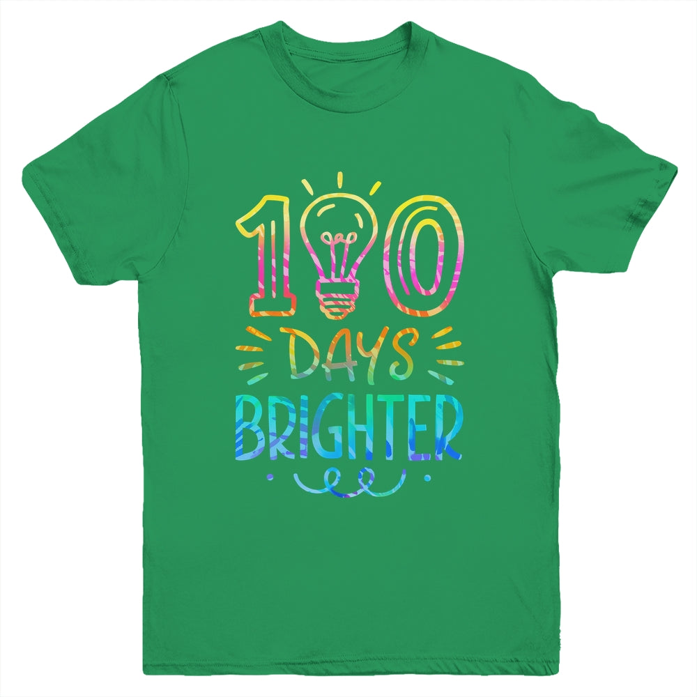 100 Days Brighter Student Happy 100th Day Of School Tie Dye Youth Shirt | siriusteestore