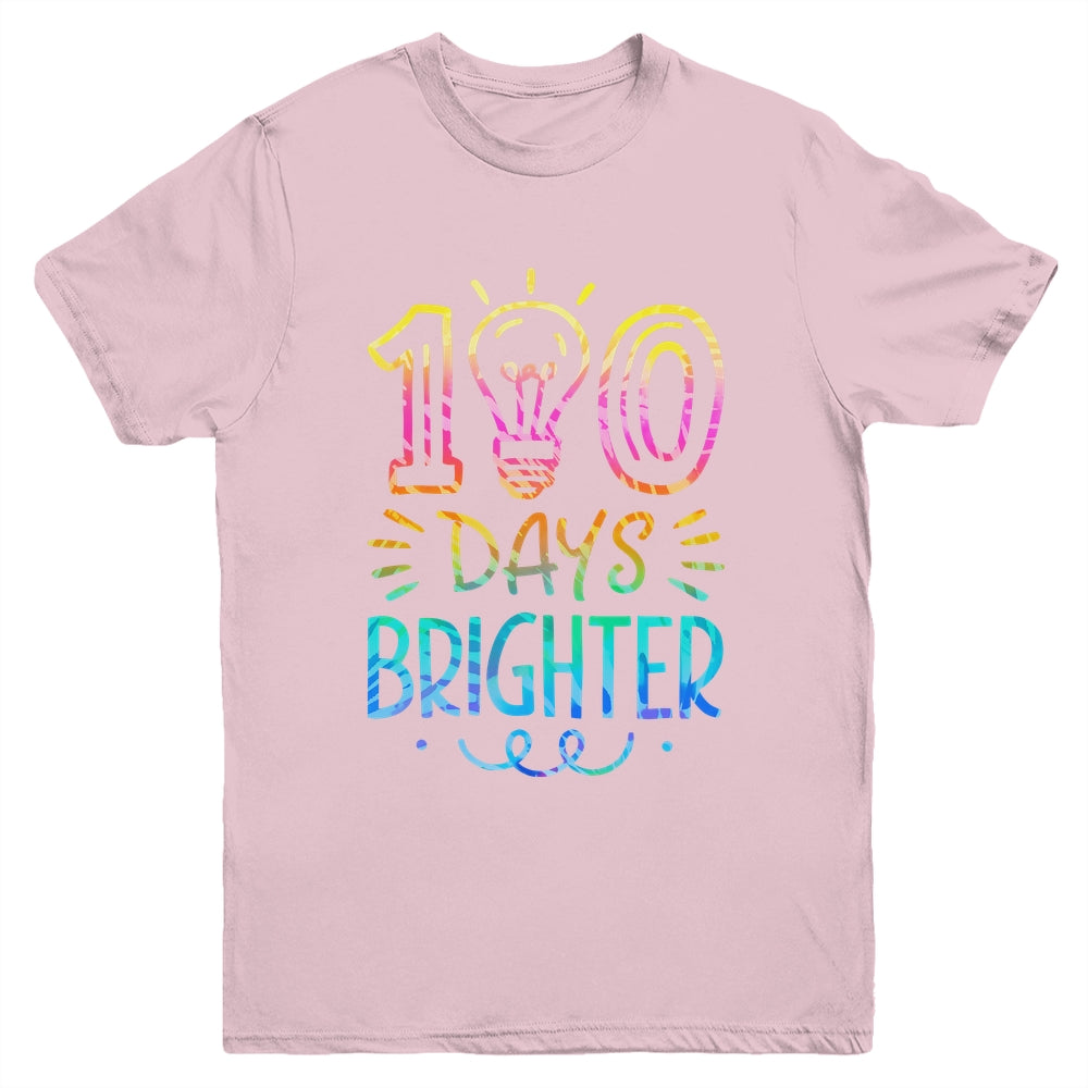 100 Days Brighter Student Happy 100th Day Of School Tie Dye Youth Shirt | siriusteestore