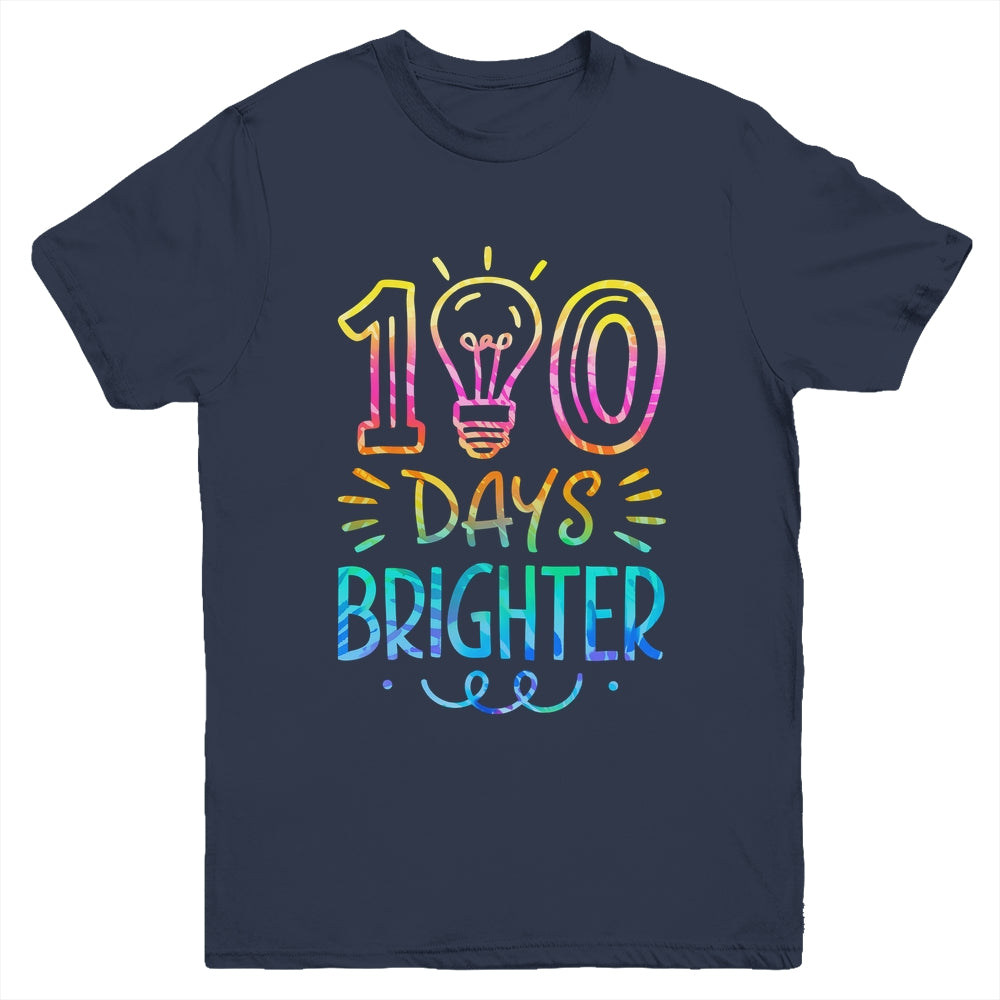 100 Days Brighter Student Happy 100th Day Of School Tie Dye Youth Shirt | siriusteestore