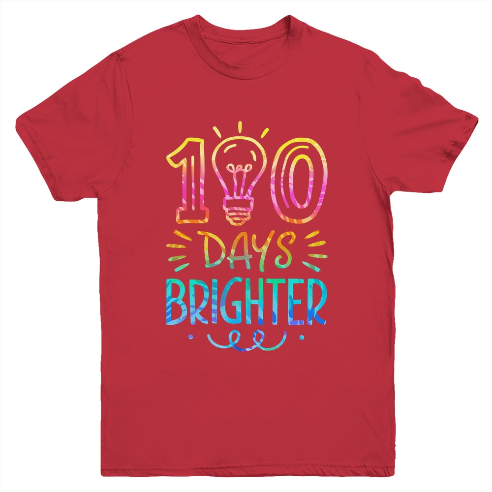 100 Days Brighter Student Happy 100th Day Of School Tie Dye Youth Shirt | siriusteestore
