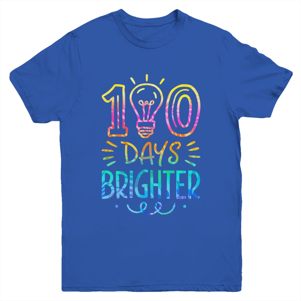 100 Days Brighter Student Happy 100th Day Of School Tie Dye Youth Shirt | siriusteestore