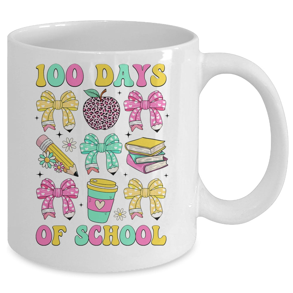 100 Days Of School Coquette Bow 100th Day Of School Teacher Mug | siriusteestore
