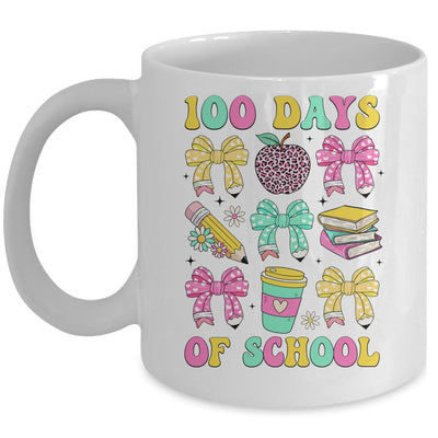 100 Days Of School Coquette Bow 100th Day Of School Teacher Mug | siriusteestore