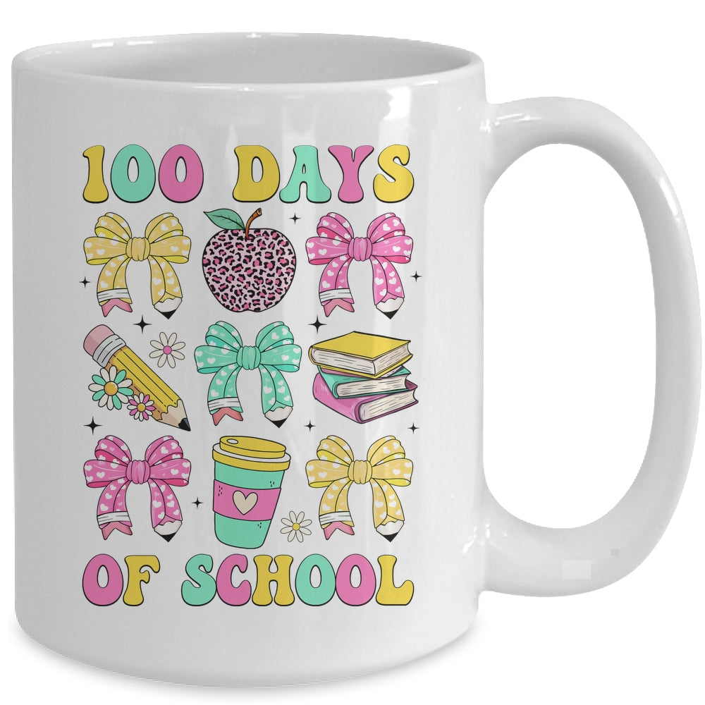 100 Days Of School Coquette Bow 100th Day Of School Teacher Mug | siriusteestore