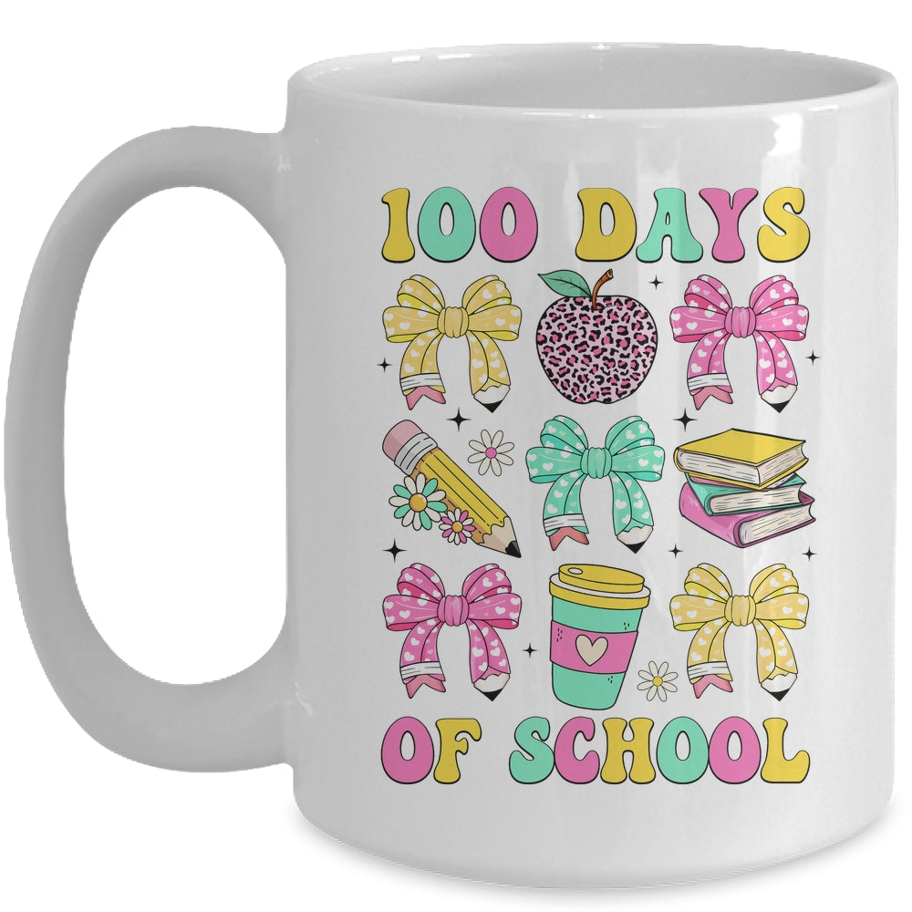 100 Days Of School Coquette Bow 100th Day Of School Teacher Mug | siriusteestore