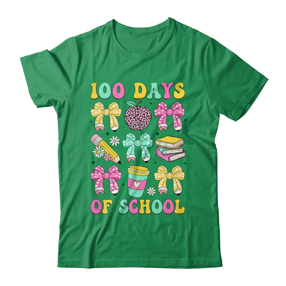 100 Days Of School Coquette Bow 100th Day Of School Teacher Shirt & Hoodie | siriusteestore