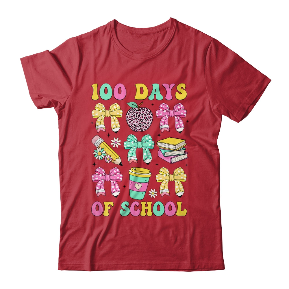 100 Days Of School Coquette Bow 100th Day Of School Teacher Shirt & Hoodie | siriusteestore