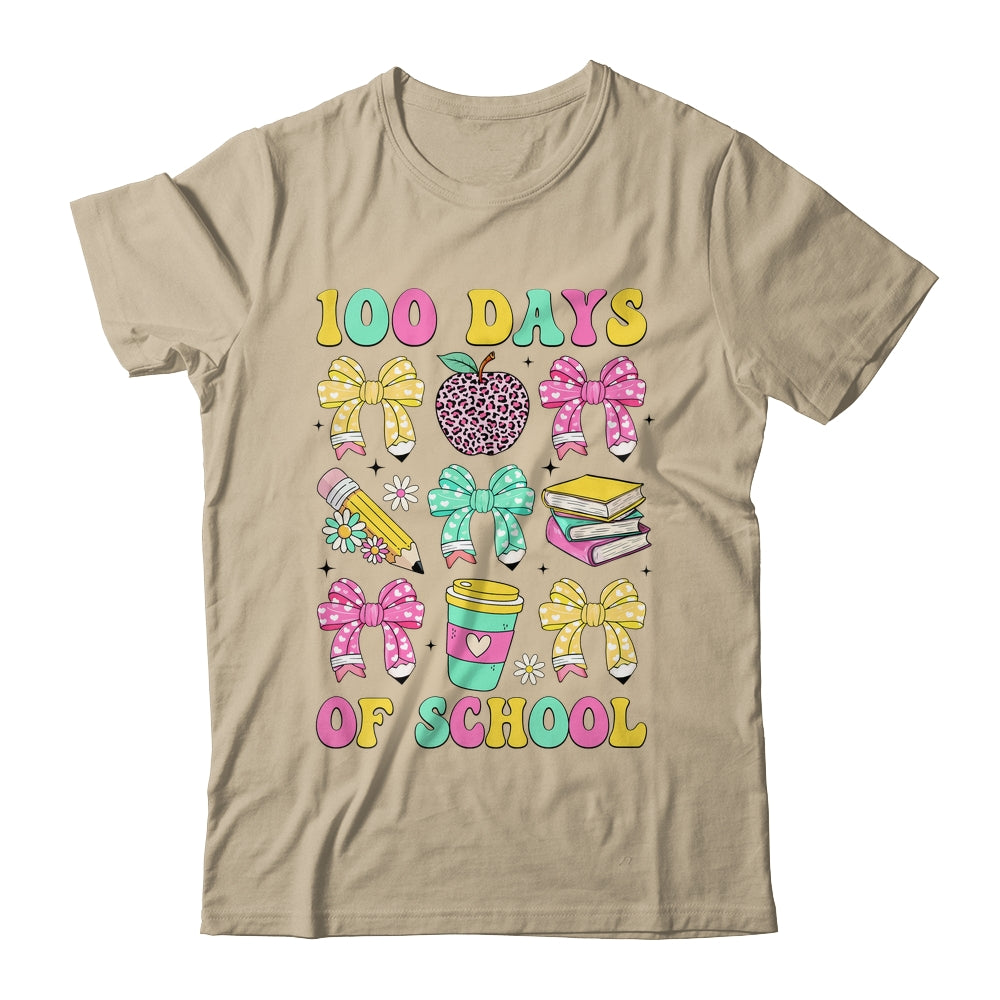 100 Days Of School Coquette Bow 100th Day Of School Teacher Shirt & Hoodie | siriusteestore