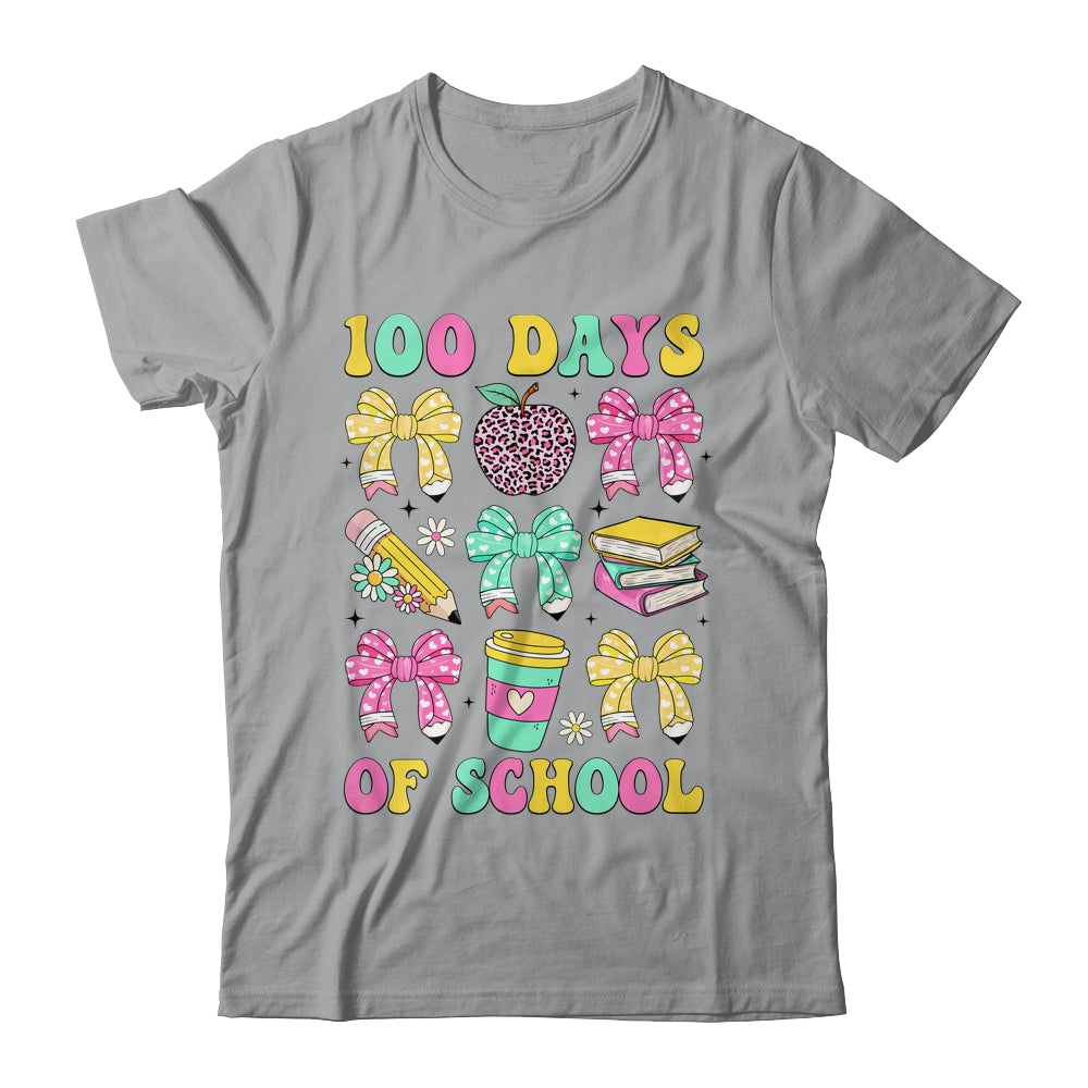100 Days Of School Coquette Bow 100th Day Of School Teacher Shirt & Hoodie | siriusteestore