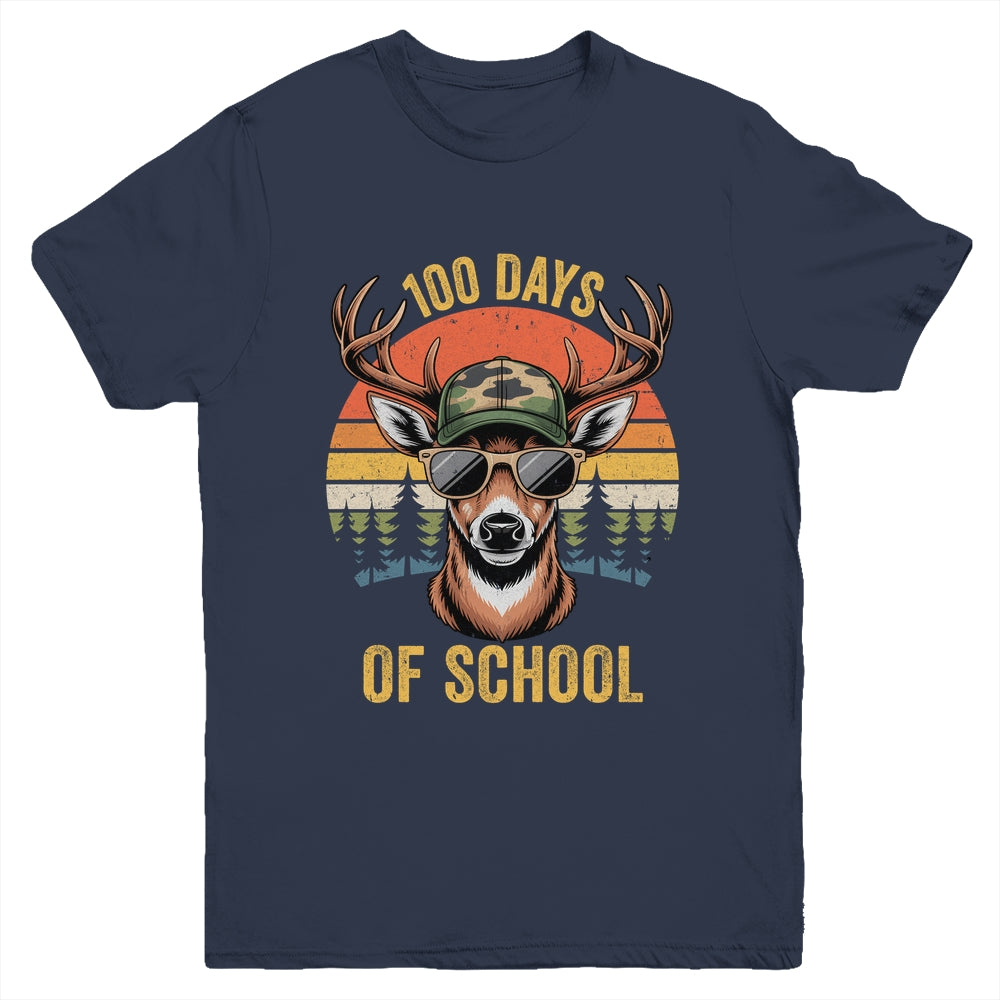 100 Days Of School Deer Hunting Boy Camo Boy Girl Teacher Youth Shirt | siriusteestore