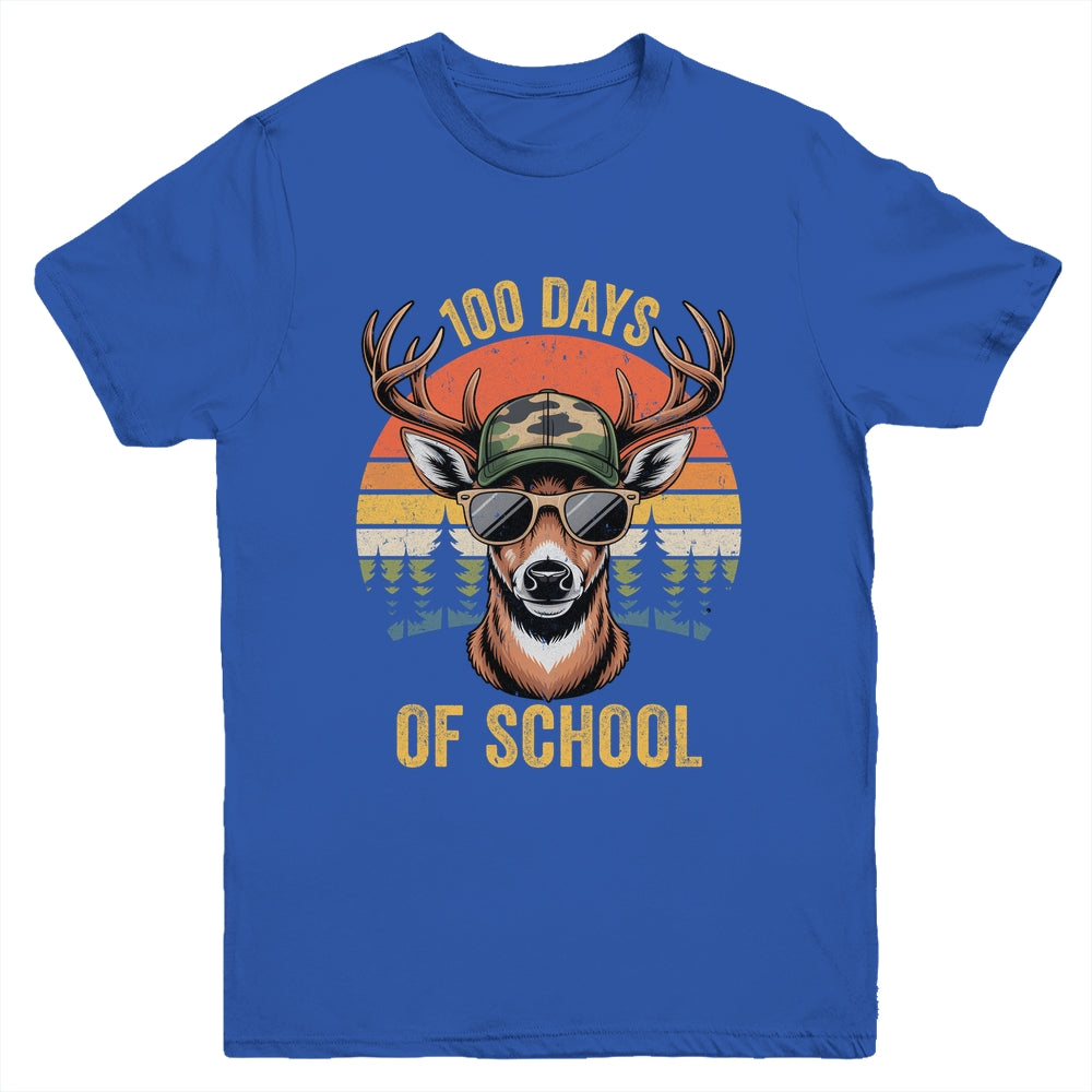 100 Days Of School Deer Hunting Boy Camo Boy Girl Teacher Youth Shirt | siriusteestore