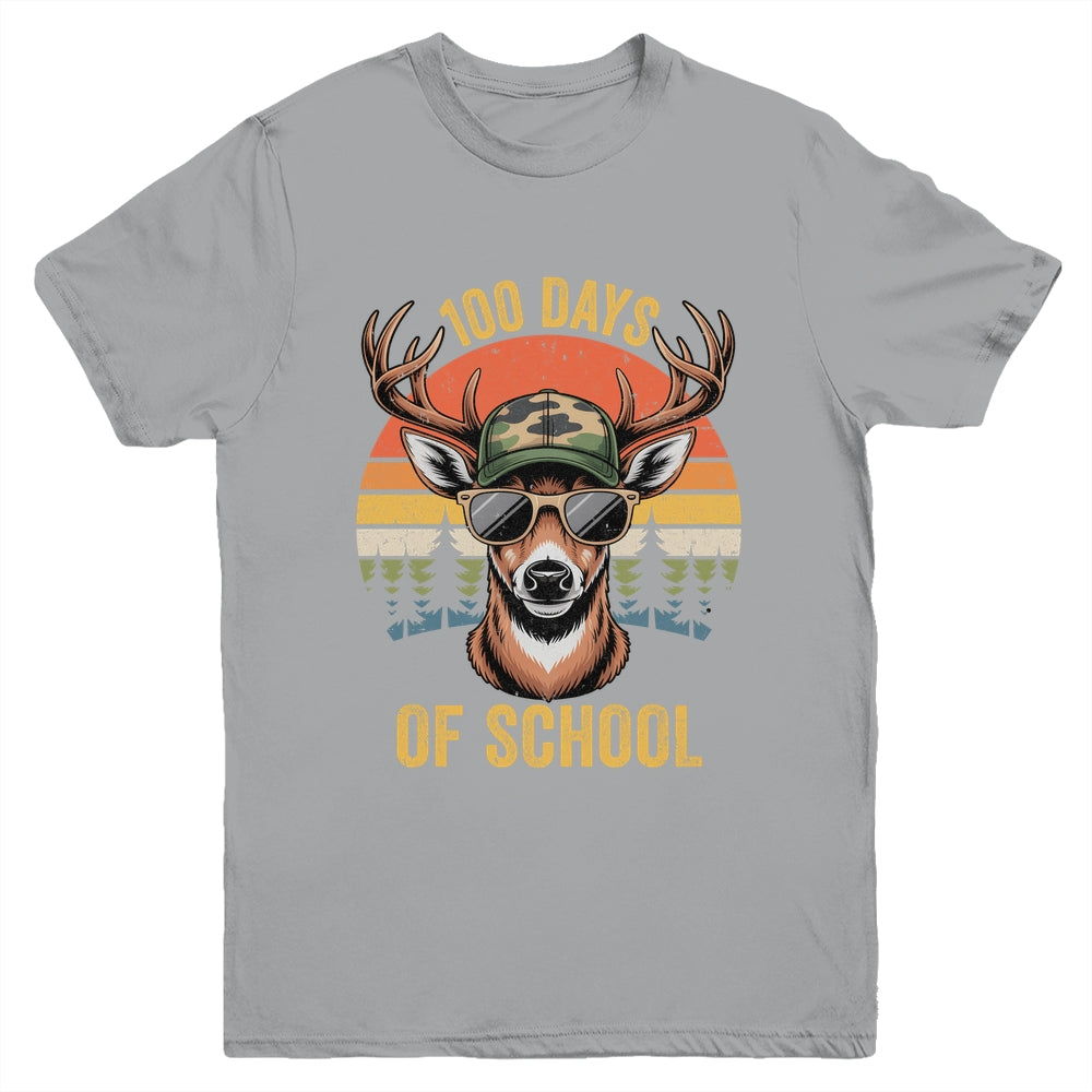 100 Days Of School Deer Hunting Boy Camo Boy Girl Teacher Youth Shirt | siriusteestore