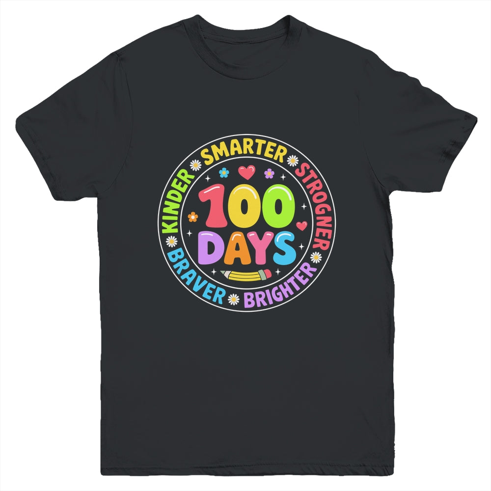 100 Days Of School Smarter Brighter 100th Day Kid Boys Girls Youth Shirt | siriusteestore