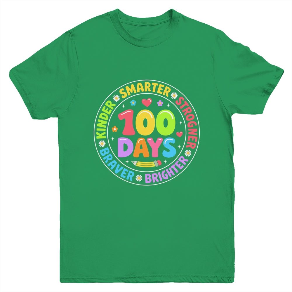 100 Days Of School Smarter Brighter 100th Day Kid Boys Girls Youth Shirt | siriusteestore