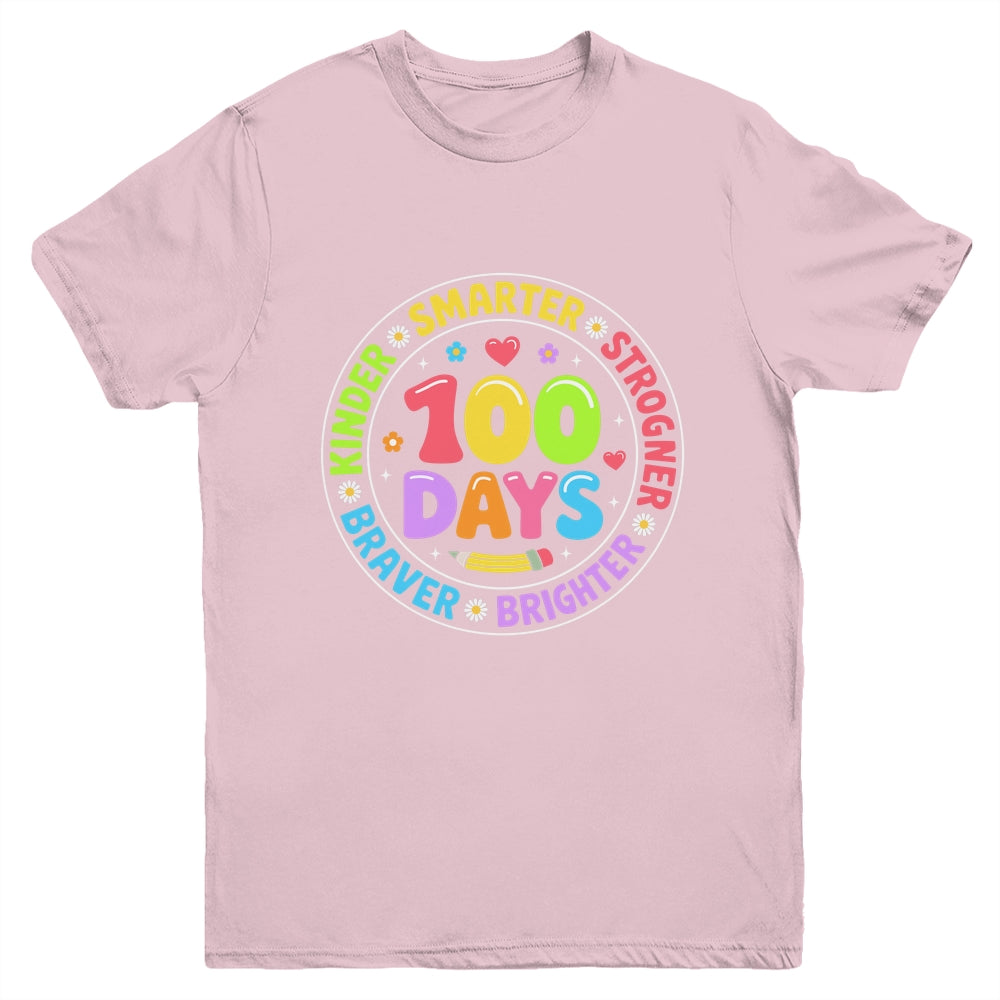 100 Days Of School Smarter Brighter 100th Day Kid Boys Girls Youth Shirt | siriusteestore