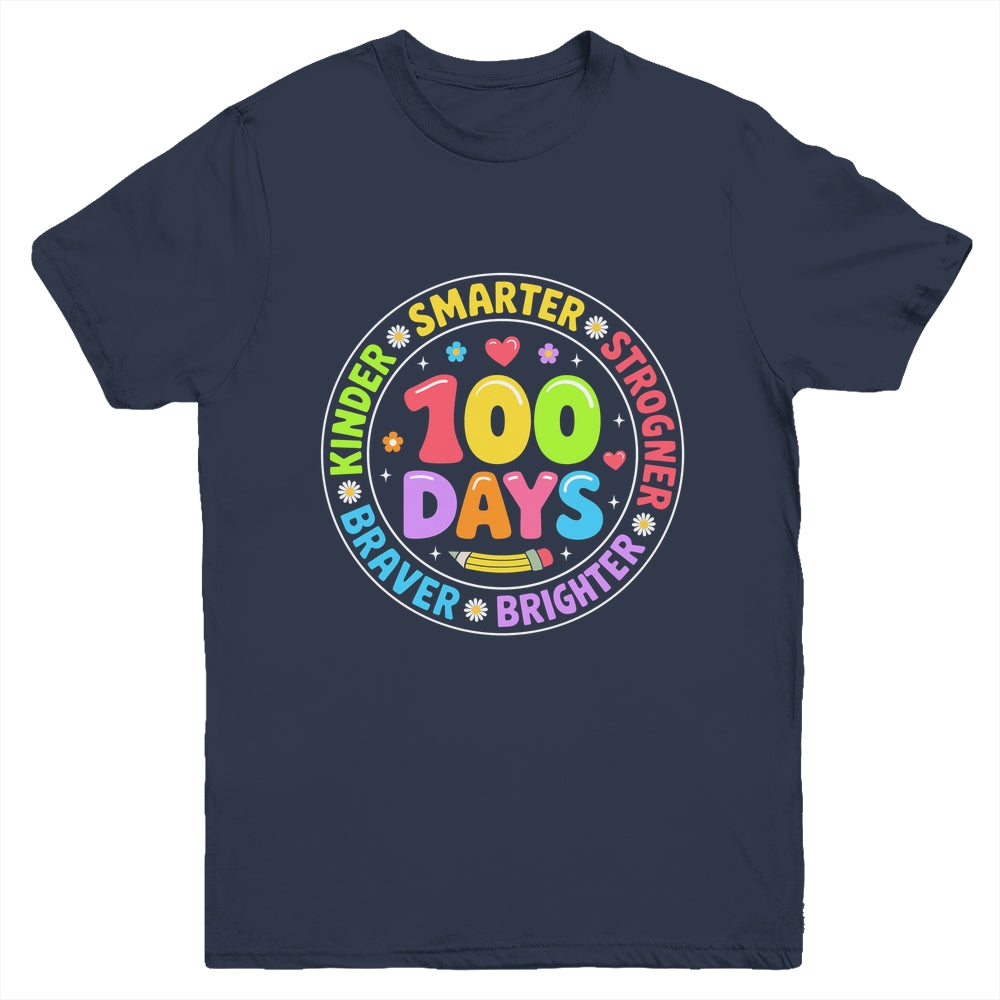 100 Days Of School Smarter Brighter 100th Day Kid Boys Girls Youth Shirt | siriusteestore