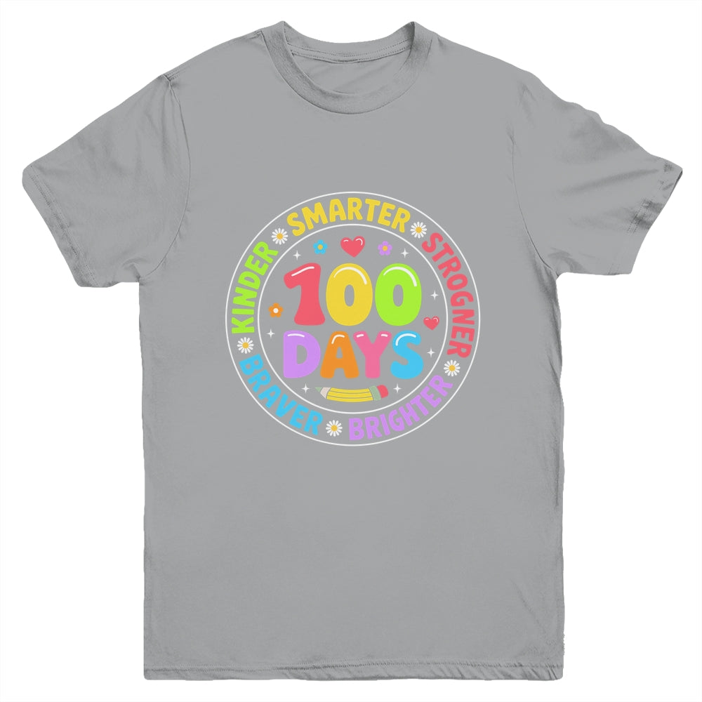 100 Days Of School Smarter Brighter 100th Day Kid Boys Girls Youth Shirt | siriusteestore