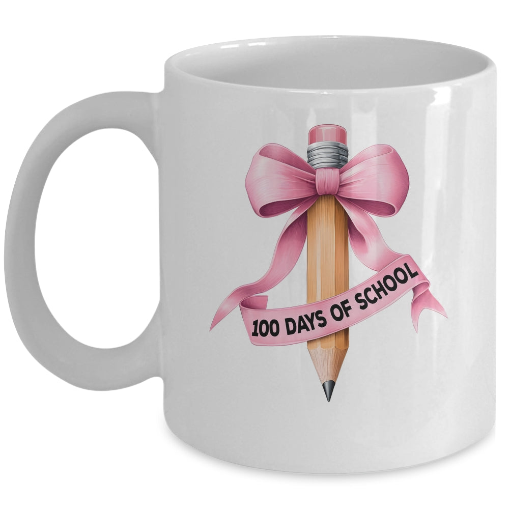100 Days Of School Student Girls Coquette Bow 100th Days Mug | siriusteestore