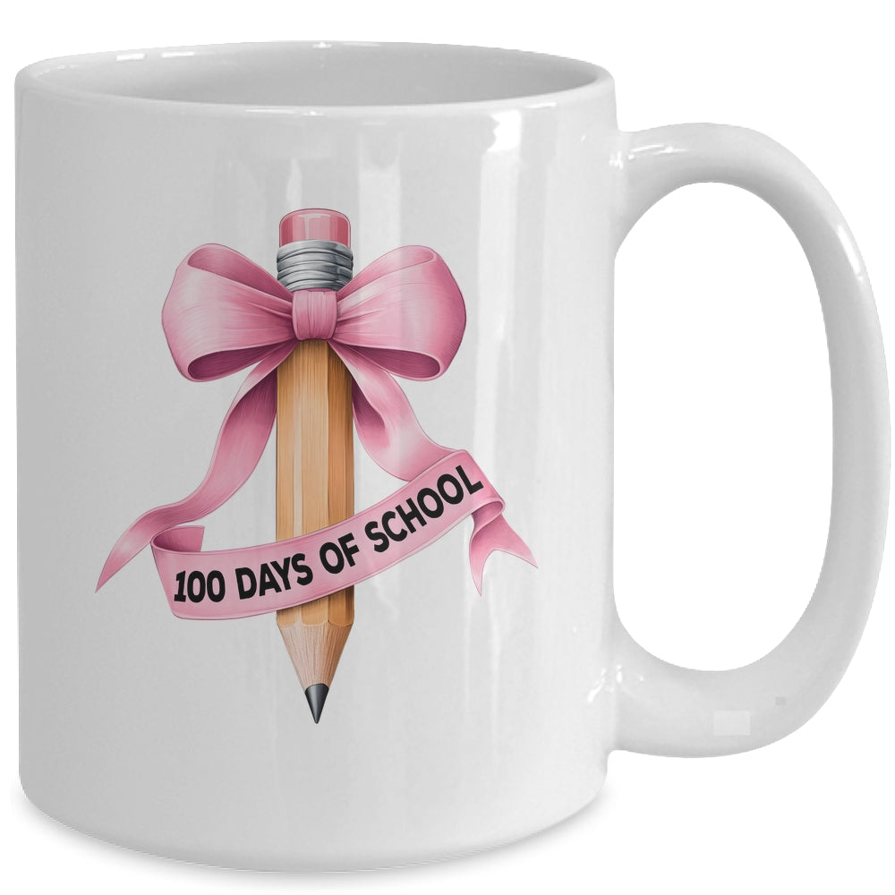100 Days Of School Student Girls Coquette Bow 100th Days Mug | siriusteestore