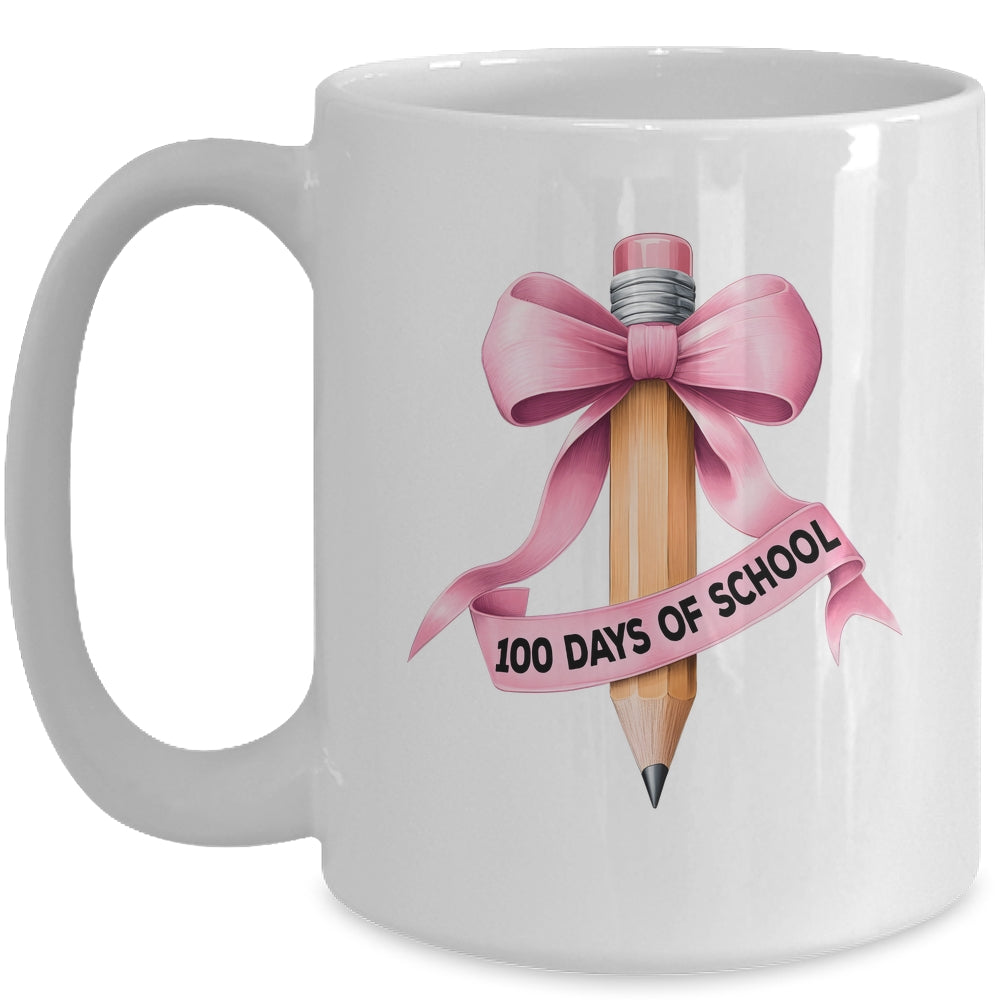 100 Days Of School Student Girls Coquette Bow 100th Days Mug | siriusteestore