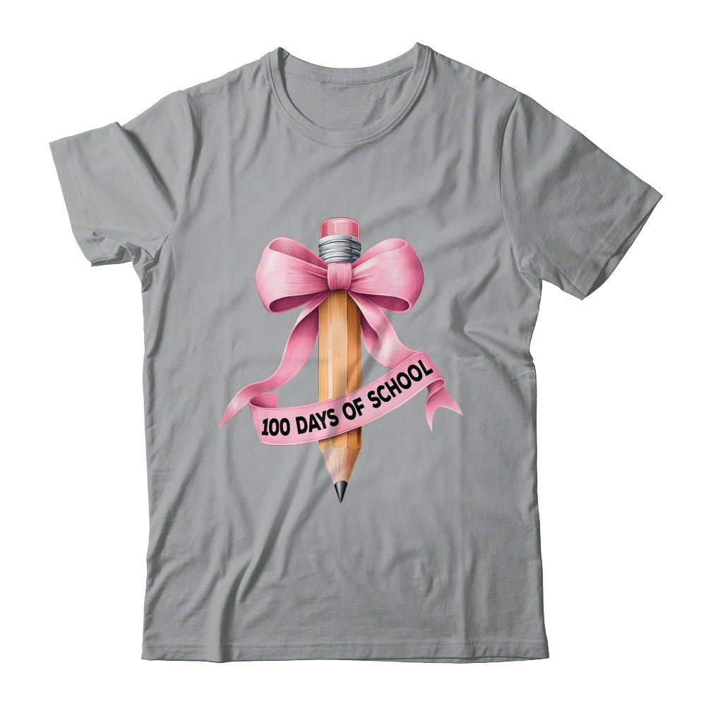 100 Days Of School Student Girls Coquette Bow 100th Days Shirt & Hoodie | siriusteestore