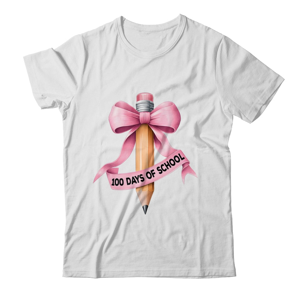 100 Days Of School Student Girls Coquette Bow 100th Days Shirt & Hoodie | siriusteestore