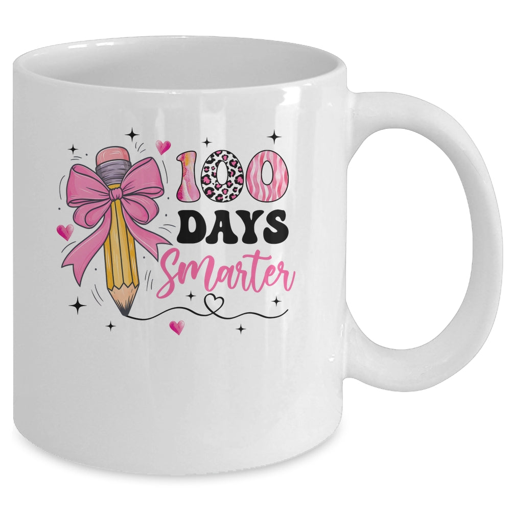 100 Days Smarter 100th Day Of School Girls Kids Coquette Bow Mug | siriusteestore