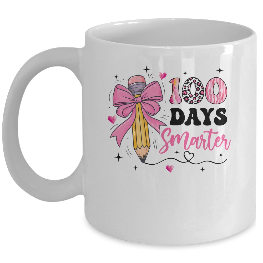 100 Days Smarter 100th Day Of School Girls Kids Coquette Bow Mug | siriusteestore