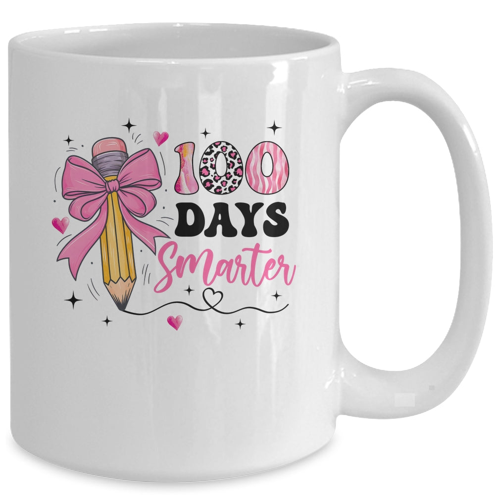 100 Days Smarter 100th Day Of School Girls Kids Coquette Bow Mug | siriusteestore