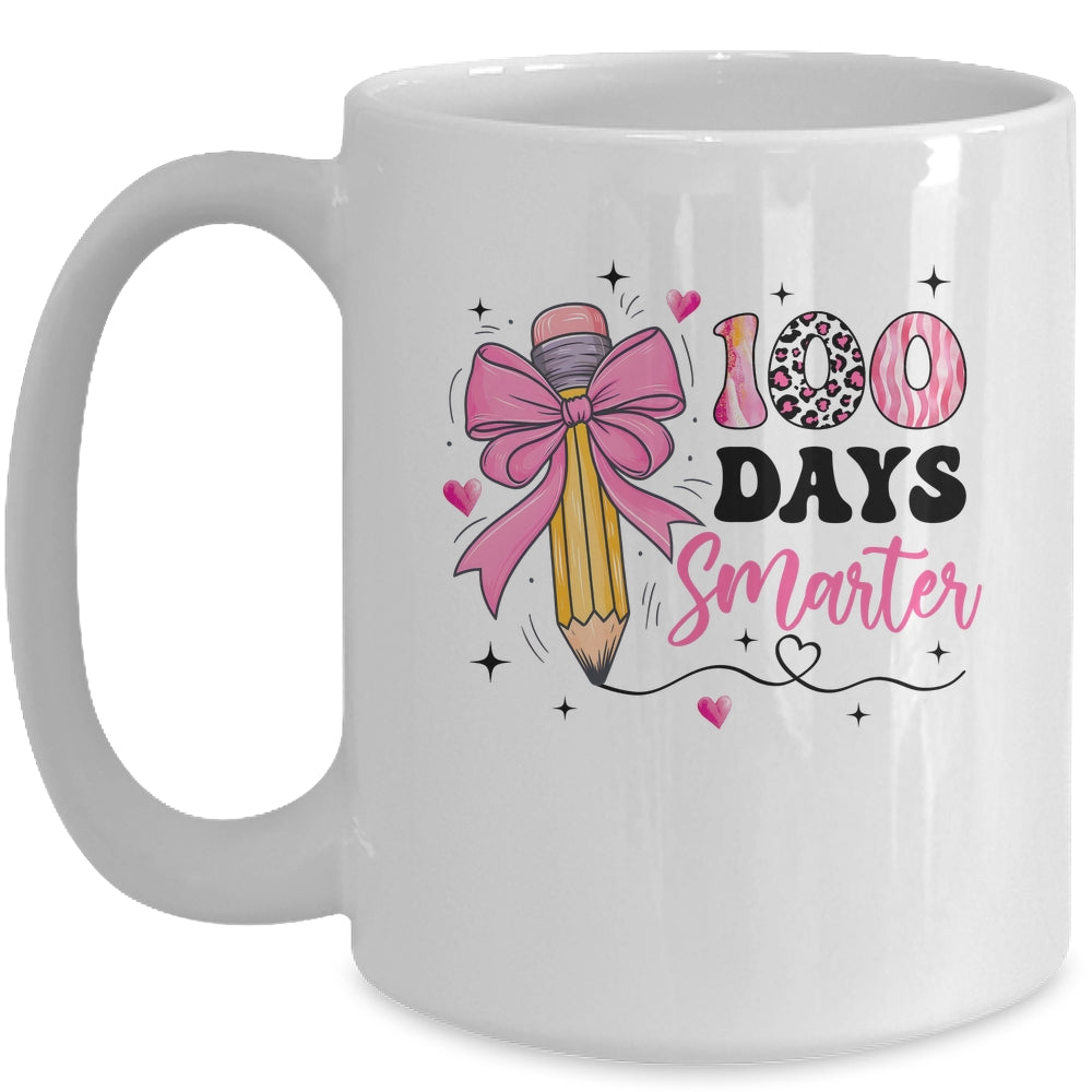 100 Days Smarter 100th Day Of School Girls Kids Coquette Bow Mug | siriusteestore