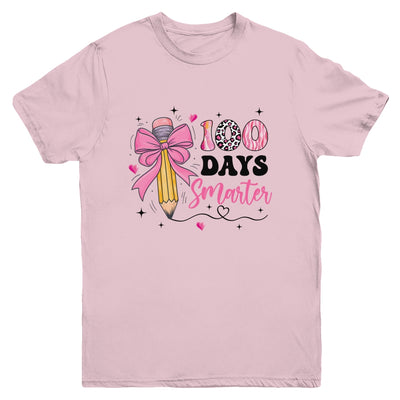 100 Days Smarter 100th Day Of School Girls Kids Coquette Bow Youth Shirt | siriusteestore
