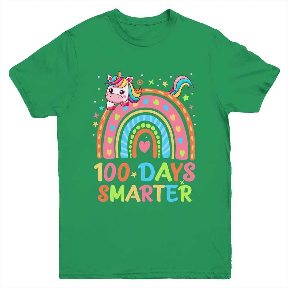 100 Days Smarter Kids Girls Unicorn 100th Day Of School Youth Shirt | siriusteestore