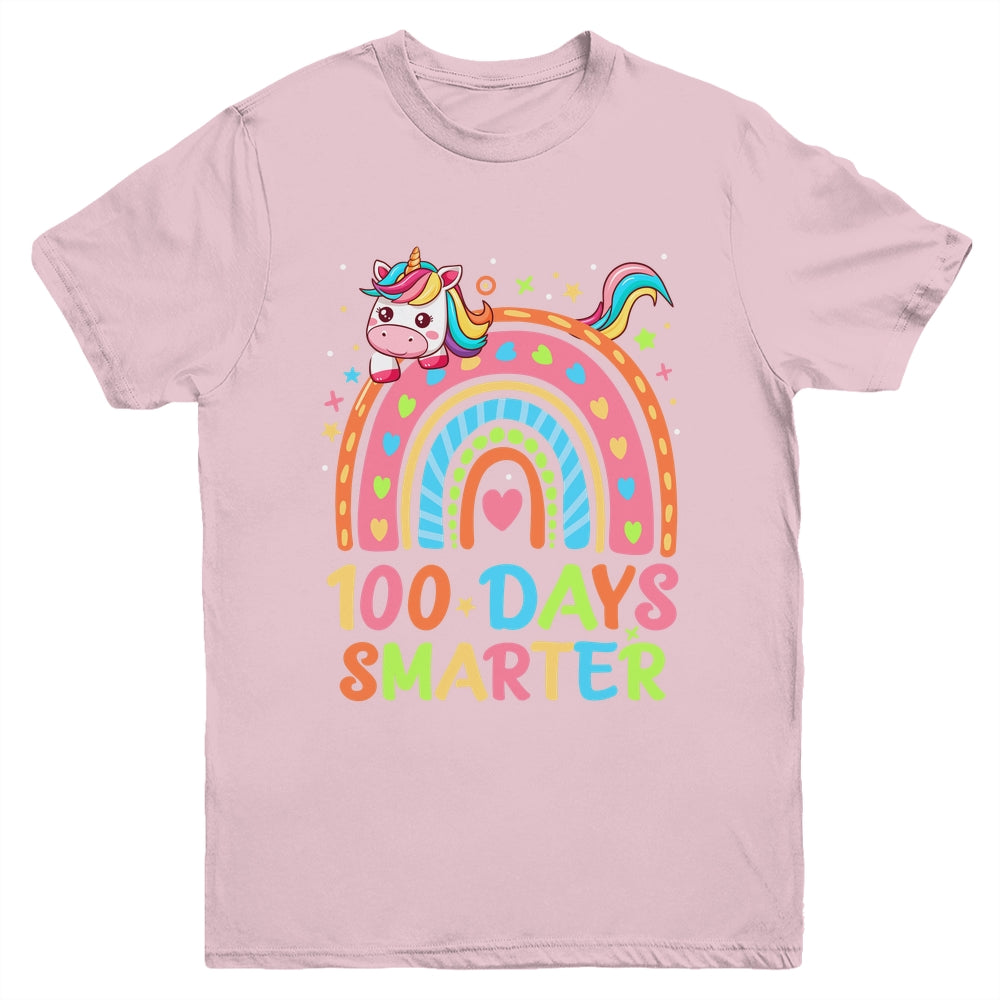 100 Days Smarter Kids Girls Unicorn 100th Day Of School Youth Shirt | siriusteestore