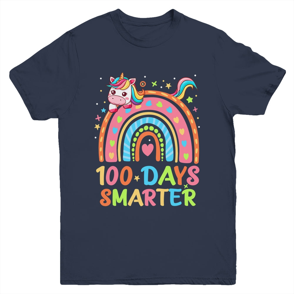 100 Days Smarter Kids Girls Unicorn 100th Day Of School Youth Shirt | siriusteestore