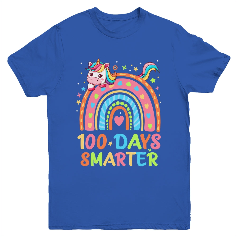 100 Days Smarter Kids Girls Unicorn 100th Day Of School Youth Shirt | siriusteestore
