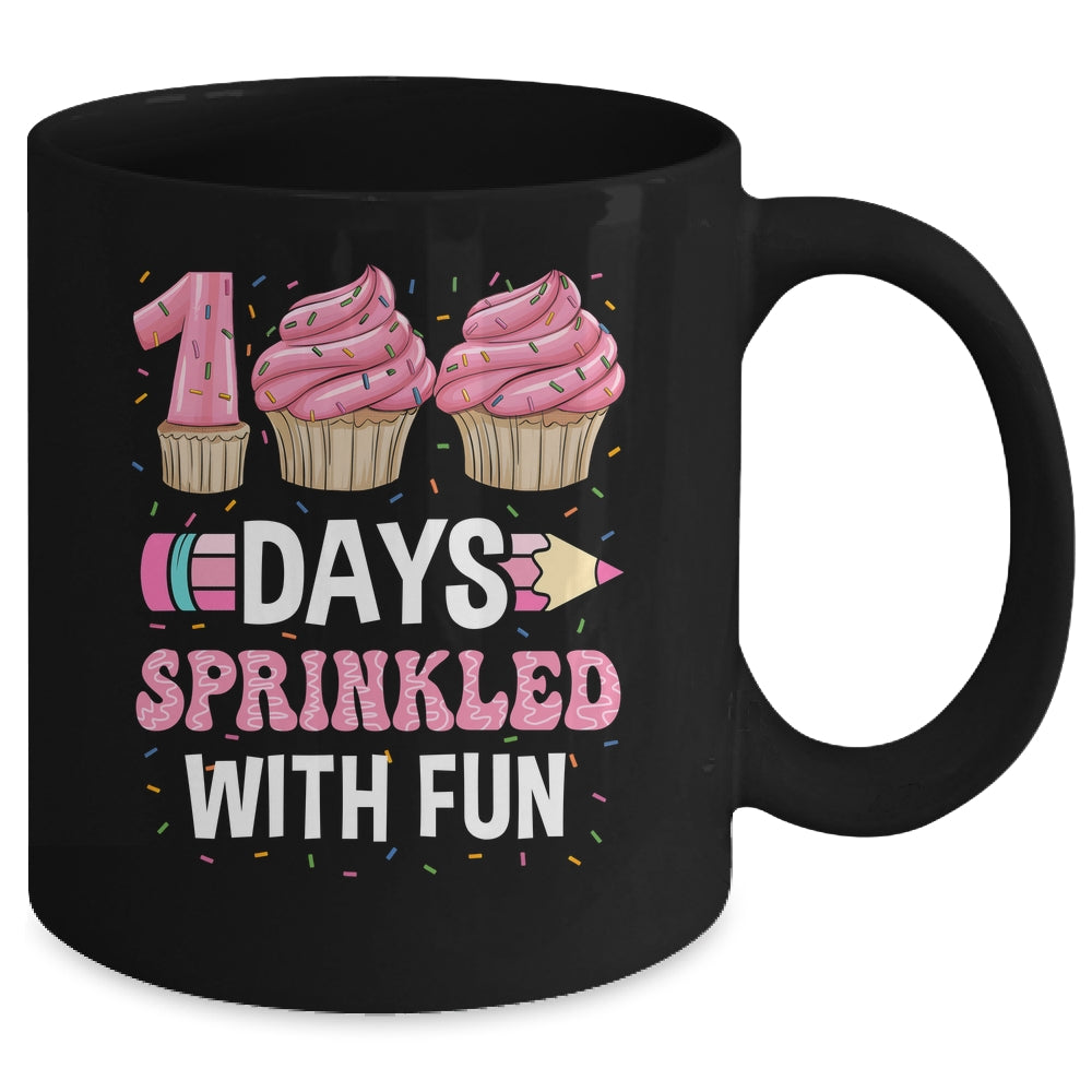 100 Days Sprinkled With Fun Cupcake 100th Day Of School Girl Mug | siriusteestore
