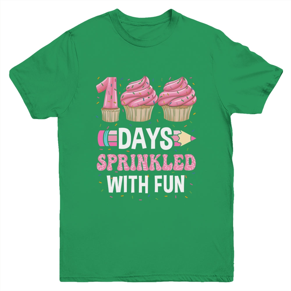 100 Days Sprinkled With Fun Cupcake 100th Day Of School Girl Youth Shirt | siriusteestore